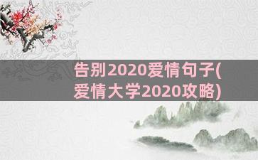 告别2020爱情句子(爱情大学2020攻略)