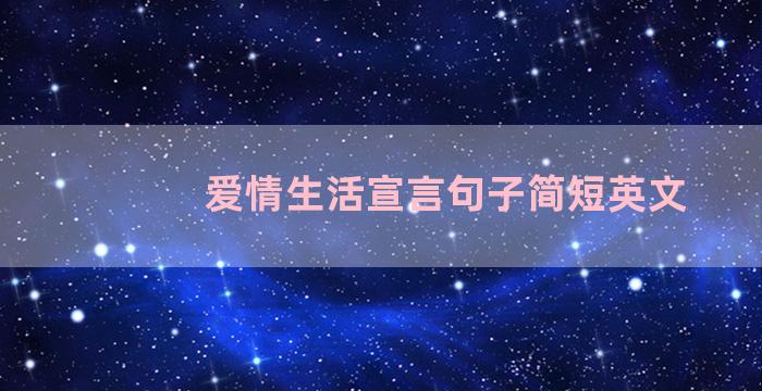 爱情生活宣言句子简短英文